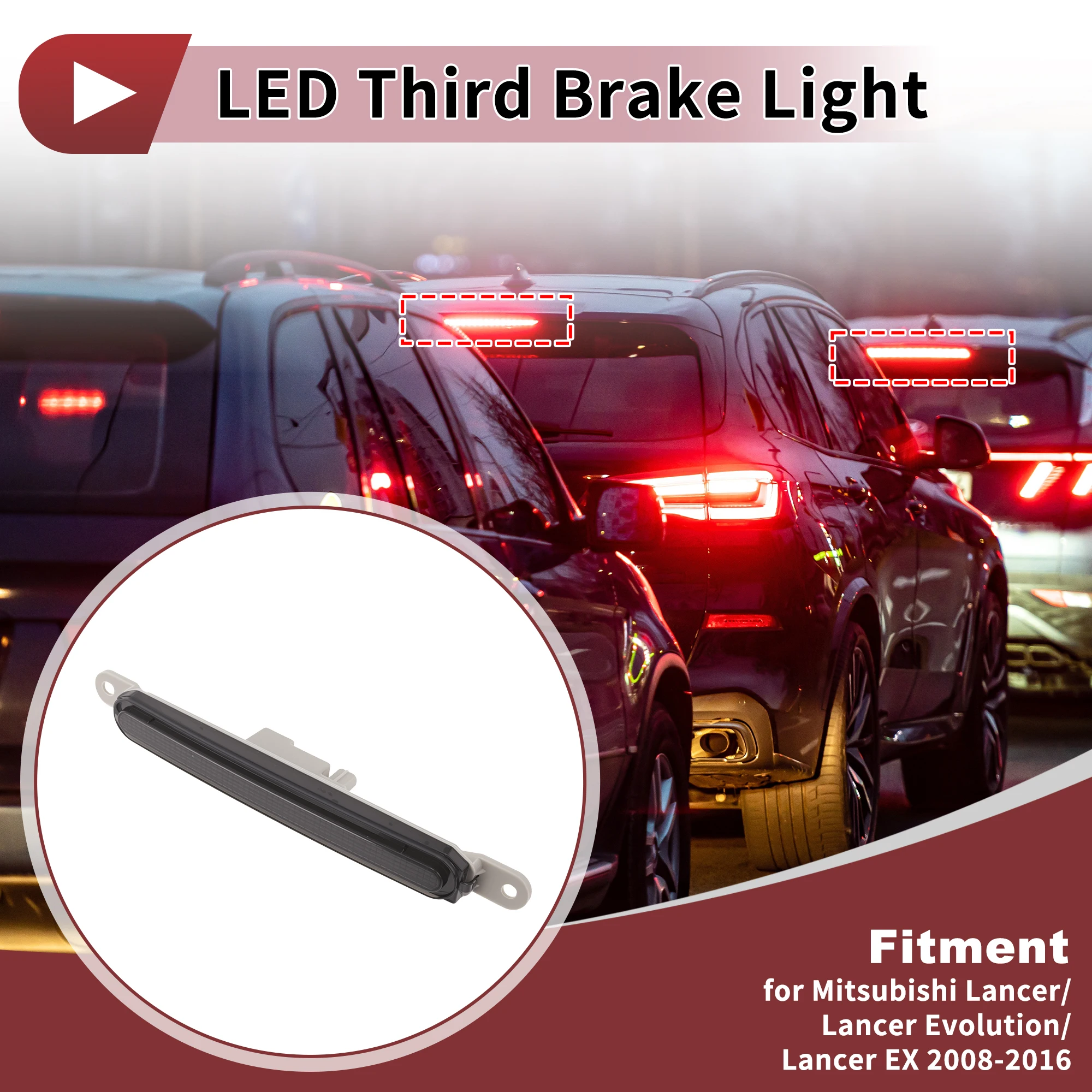 UXCELL High Mounted LED Third Brake Light for Mitsubishi Lancer 2008-2016 8334A08