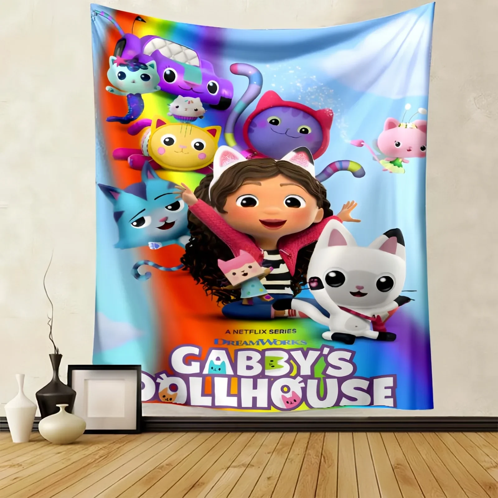 

Cute Gabbys Dollhouse Cartoon Blanket,Soft Throw Blanket for Home Bedroom Bed Sofa Picnic Travel Office Rest Cover Blanket Gift