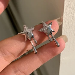 Foxanry Sparkling Zircon Lava Star Geometric Stud Earrings For Women Girls Minimalist Creative Fashion Birthday Jewelry Gifts