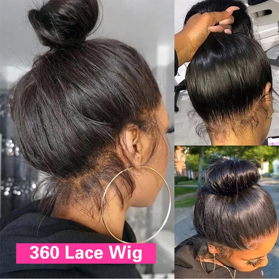 Straight Human Hair Wig 360 Full Lace Wigs Human Hair 13x6 HD Transparent Lace Frontal Wig 4x4 Closure Wig Pre Plucked