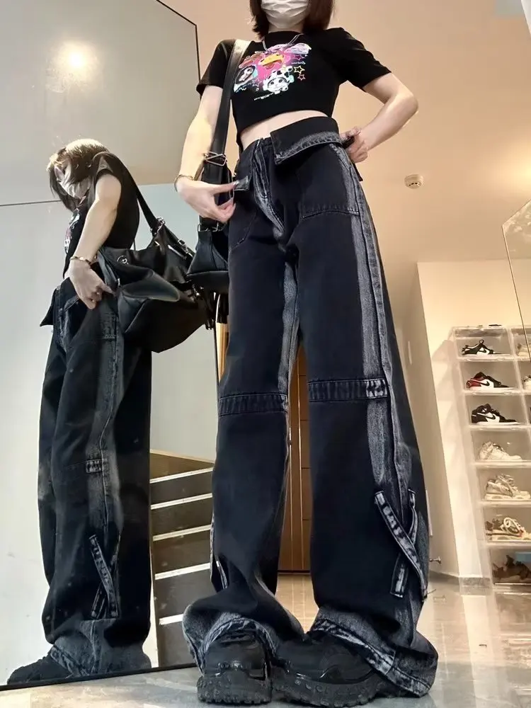 Women Jeans Do Old Washed American High Street Schoolgirl Leisure Chic Baggy New Fashion Comfortable Mopping Trousers Versatile