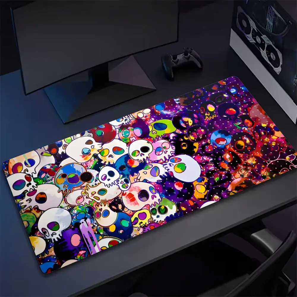 M-Murakamis Takashs Art painting Mouse Pad Tapetes de Mesa Teclado, Borracha Kawai, Tapete de Mesa Antiderrapante, XXL90x40cm