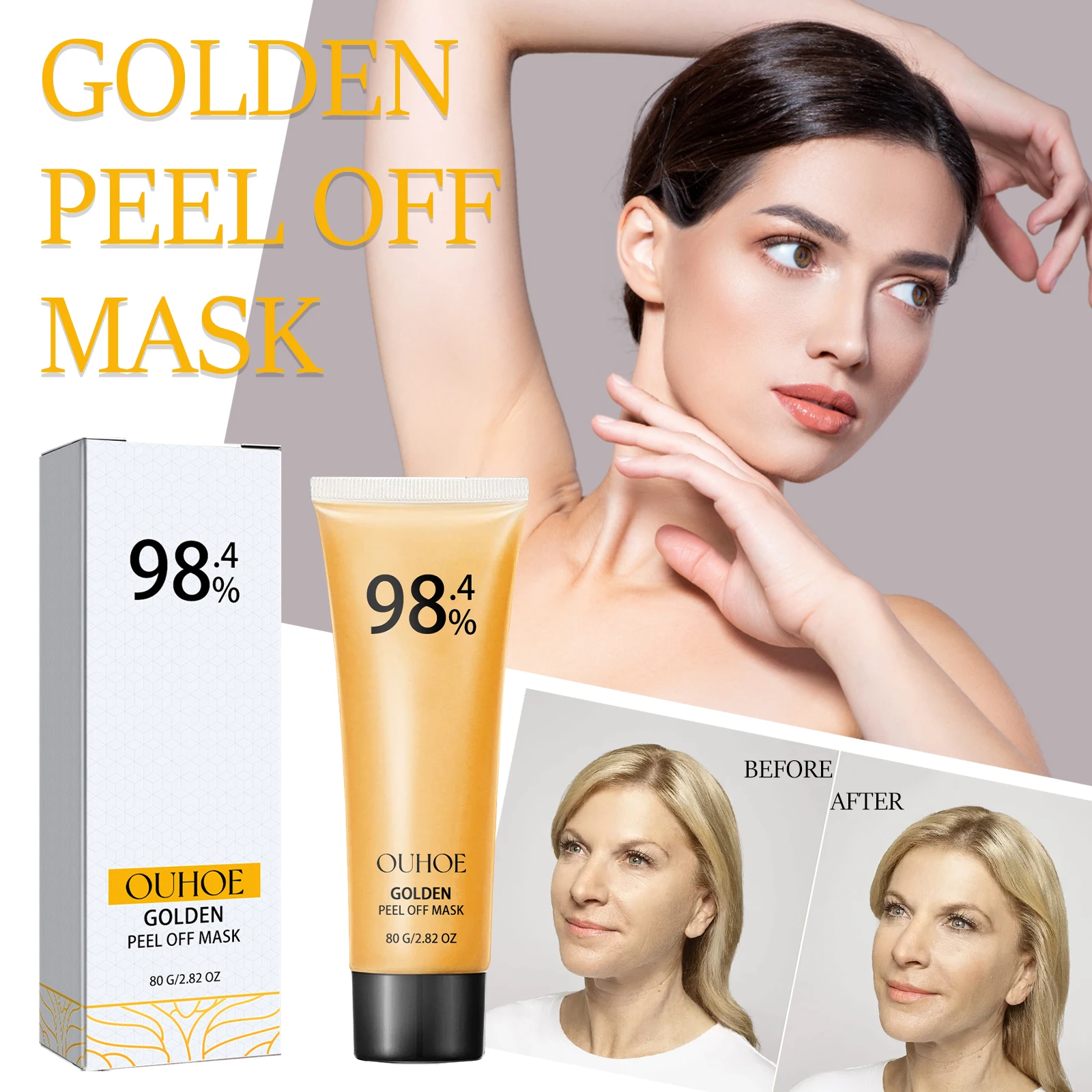 

1-4PCS 24K Gold Peel Off Face Mask Deep Cleansing Blackhead Remover Tighten Pores Exfoliating Brightening Skincare for Women