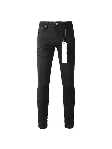 The Best Seller American High Street Men's Distressed Blank Black Stretch Skinny Button Fly Ripped Jeans Pants