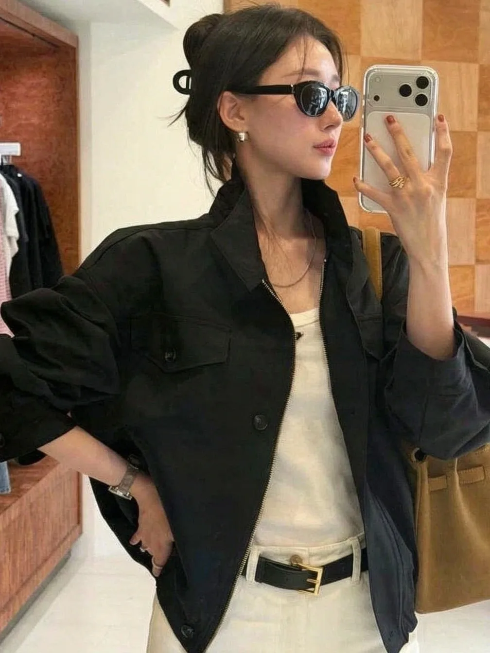 Korean Style Short Pilot Jacket Women's Fashionable Autumn New Arrival Lightweight Mature Sense Short Coat Zipper Closure
