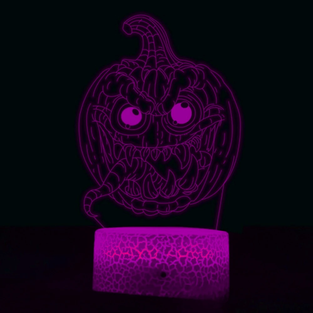 Nighdn Halloween Pumpkin 3D Night Light LED Illusion Lamp 7 color Changing Nightlight Child Kids Room Decorations Halloween Gift