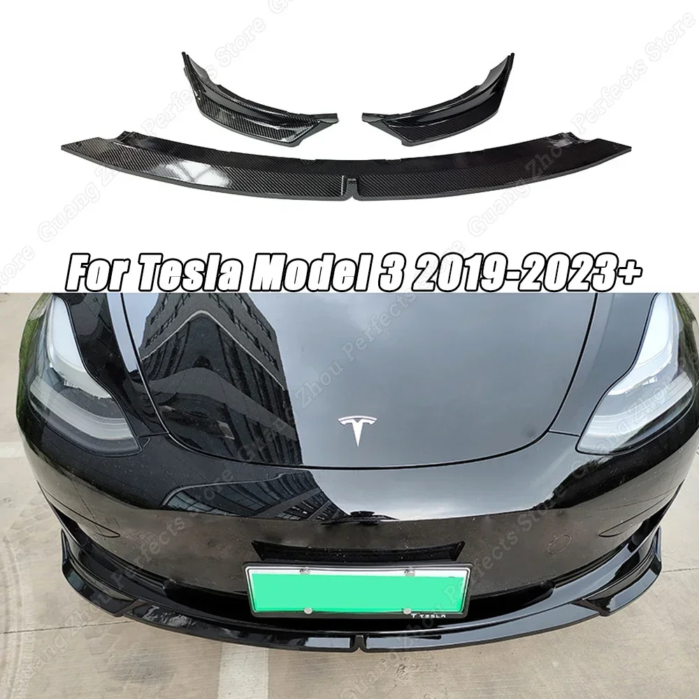 

For Tesla Model 3 2019-2023+ Car Front Rear Bumper Lip Chin Diffuser Body Kit Spoiler Deflector Exterior Accessories Tuning ABS