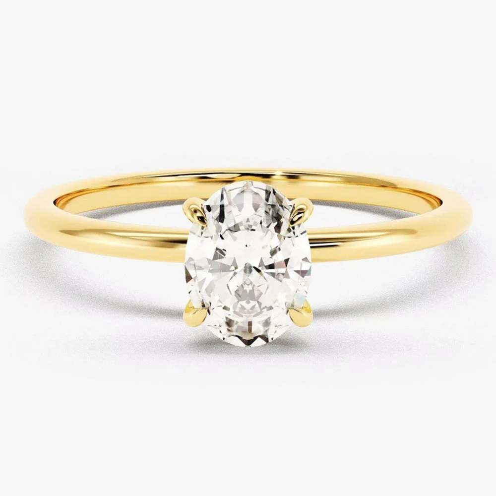 ICEBLING New 0.5-3CT Oval Moissanite Ring for Women Simple 18k Gold Plated S925 pure Silver Egg-shaped Ring Wedding Jewelry