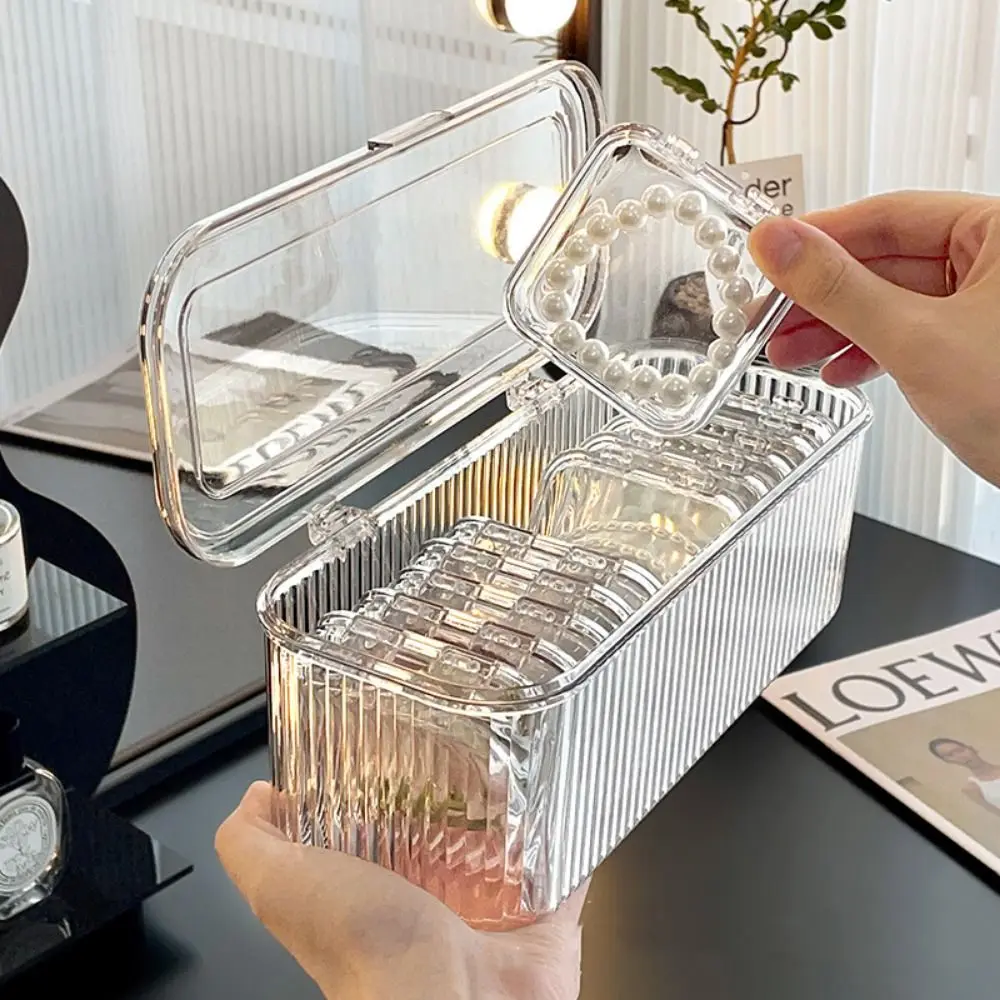 

Multi-function With Lid Jewelry Box Anti Oxidation Dustproof Nail Art Storage Box Sealed Transparent Cosmetic Organizer Home Use