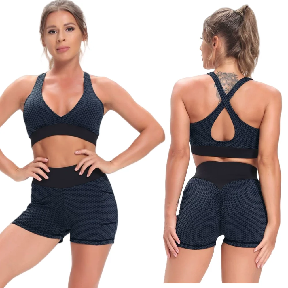 Ensemble de vêtements de sport pour femmes, soutien-gorge Sexy + court, survêtement à séchage