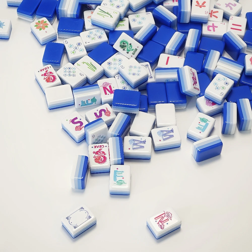 Best Seller Modern Design Blue 4 Layer Engraved Acrylic American Mahjong Tiles with 160 Tiles OEM & ODM Available