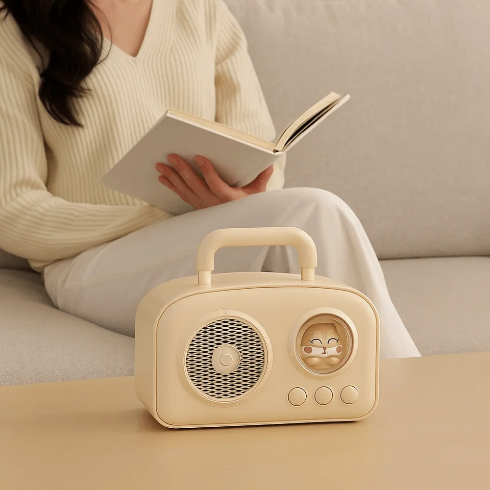 ريتش باس ميني ريترو سمّاعات بلوتوث مقاوم للماء واجهة USB مكبر صوت محمول مع مقبض مكبر صوت لاسلكي للسفر