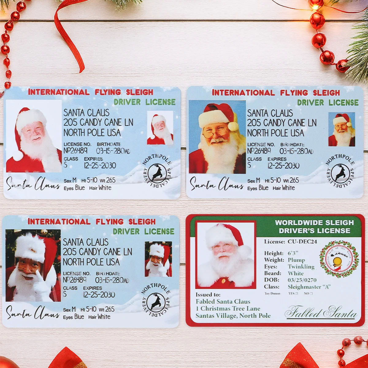 Santa Claus Driver's License Card Merry Christmas Decor for Home 2025 Navidad Natal Xmas Eve Kids Gifts Ornament New Year 2026