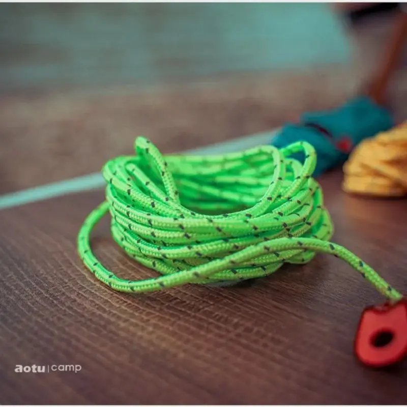 حبل خيمة التخييم 4 مم × 4 م حبل تثبيت مظلة سلك عاكس ليلي