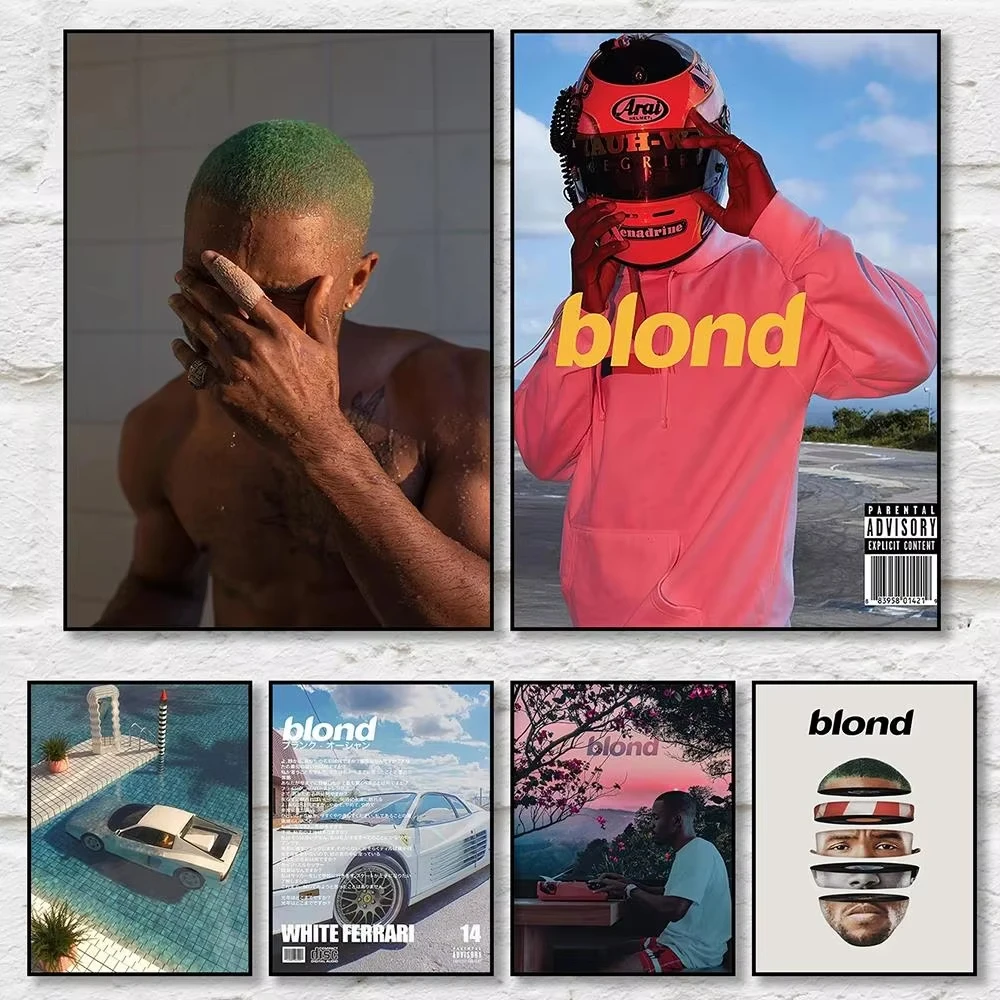 Impresión en lienzo de la portada del álbum Blond de Frank Ocean, arte de pared de música pop retro para el hogar, decoración de habitación, póster para PC