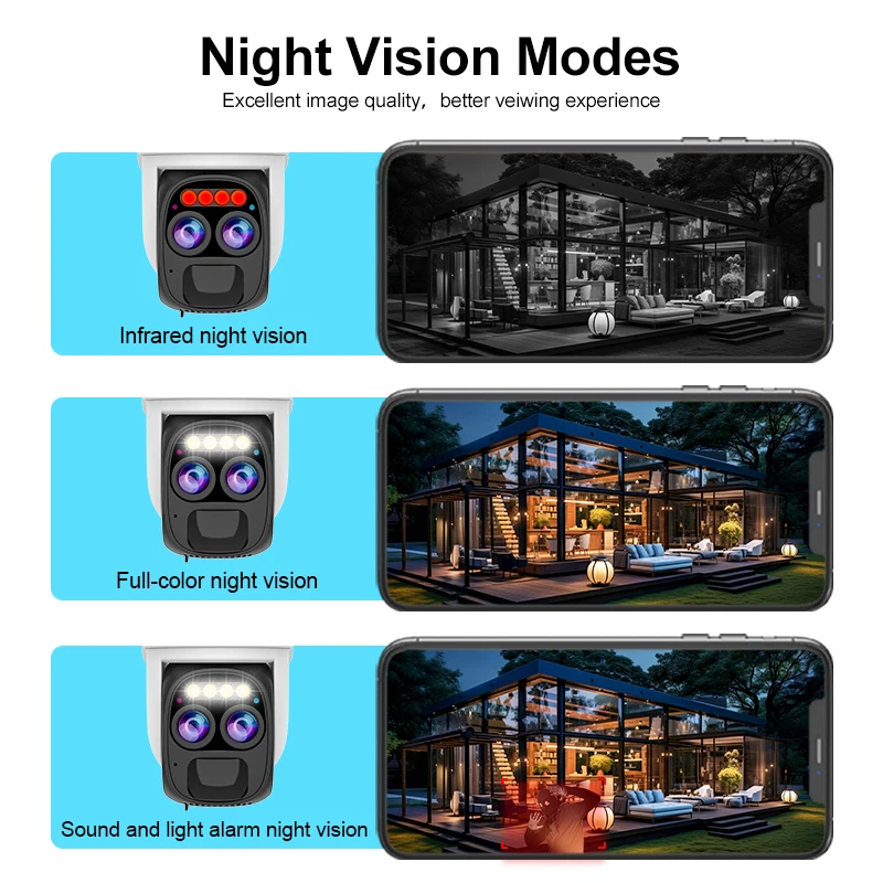 VStarcam 2K Dual Lens WIFI Solar Camera Outdoor Battery Power Camera Two-way Audio Color Night Surveillance Security Waterproof