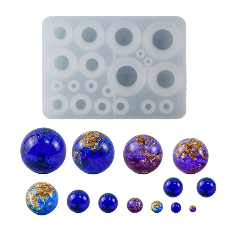 DIY 20 Cavity 12-25mm Round Beads Silicone Mold Jewelry Keychain Bracelet Necklace Earrings Pendant Charms Epoxy Resin Mould