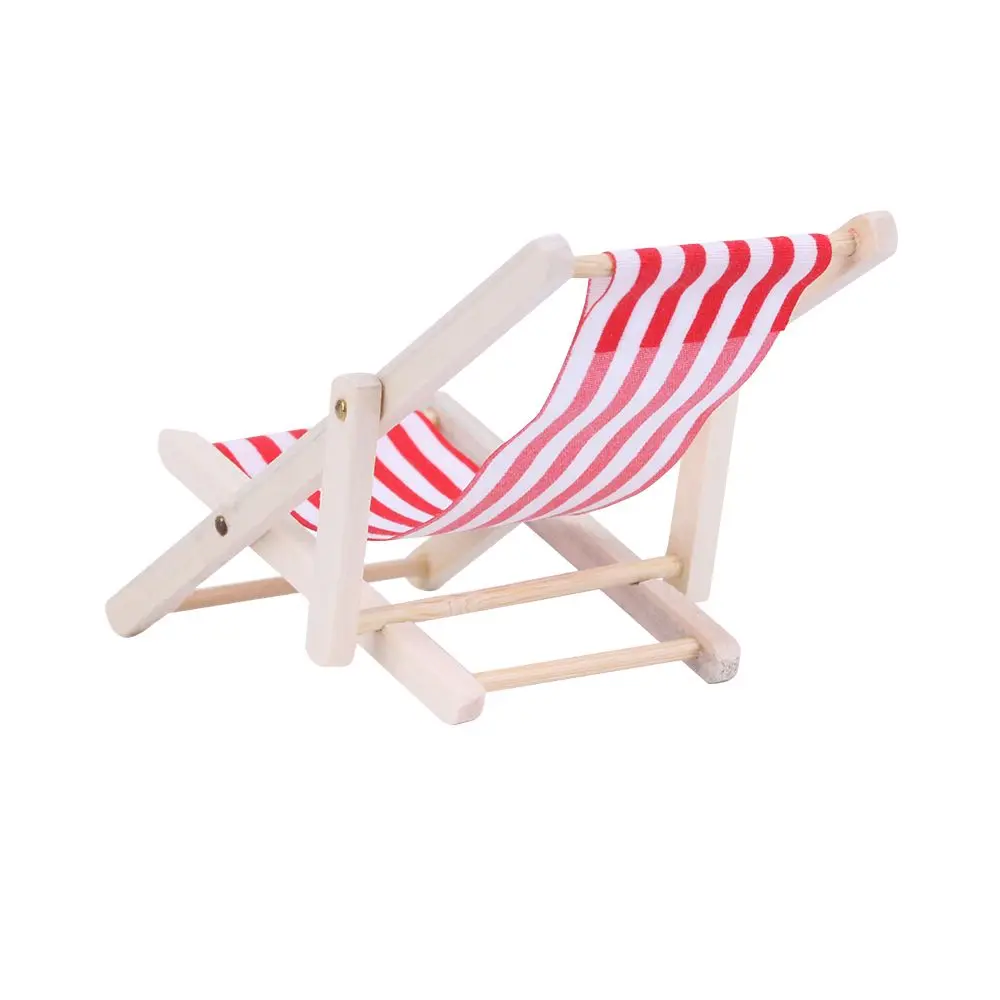 

Christmas Gift Garden Decoration 1:12 Scale Sunbathing Folding Stripe Deck Miniature Furniture Dollhouse Beach Chair