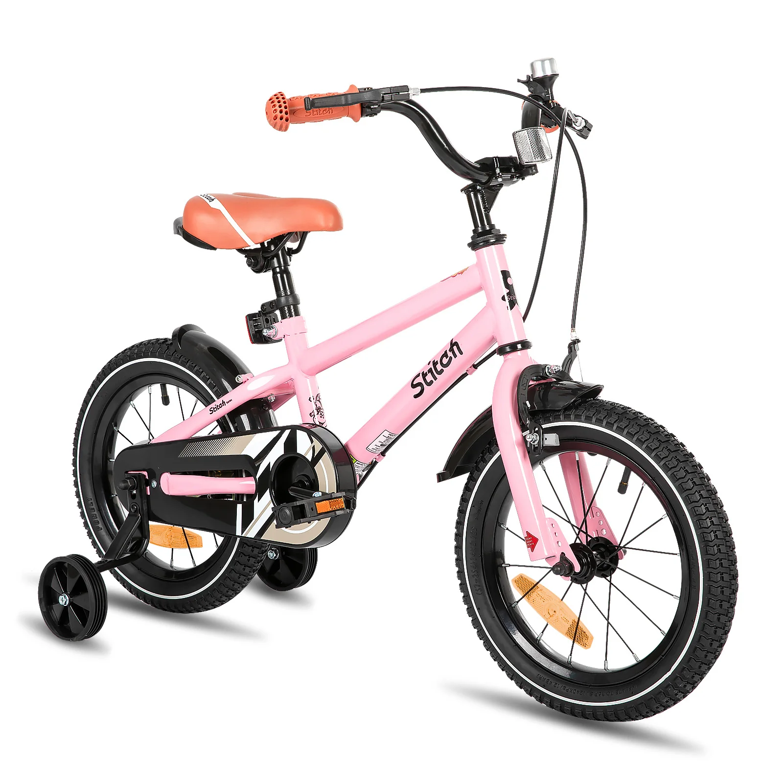 STITCH Kinderfahrrad für 3-9 Jahre Mädchen & Jungen, 14/16/18 Zoll Kinderfahrrad mit Stabilisatoren & Handbremsen