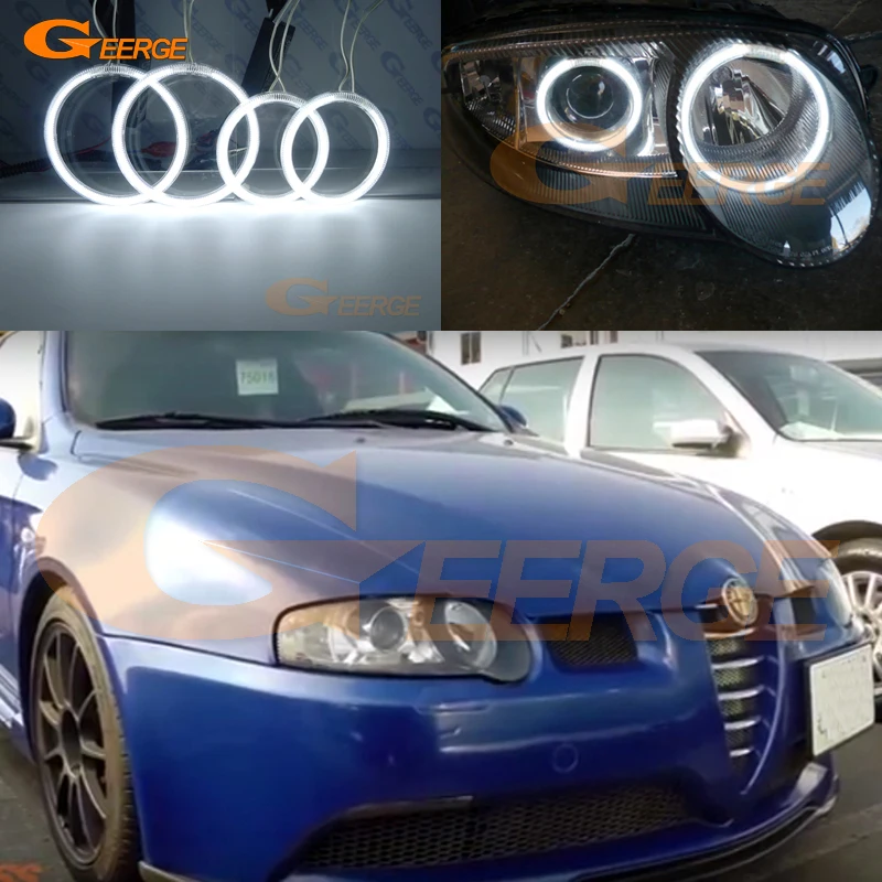 Dla Alfa Romeo 147 2000 2001 2002 2003 2004 Reflektor ksenonowy Doskonały Ultra Bright CCFL Angel Eyes Halo Rings Akcesoria samochodowe