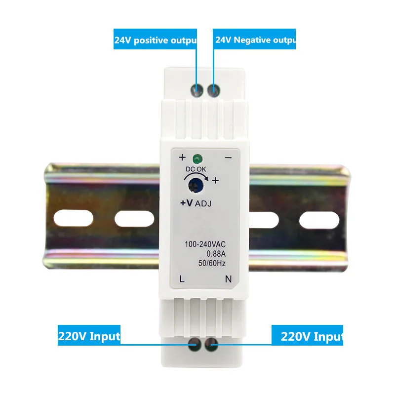 1PC 15W Single Output 5V 12V 15V 24V Input 100-240VAC 50/60Hz Din Rail Mounting Industrial Switching Industrial Power Supply