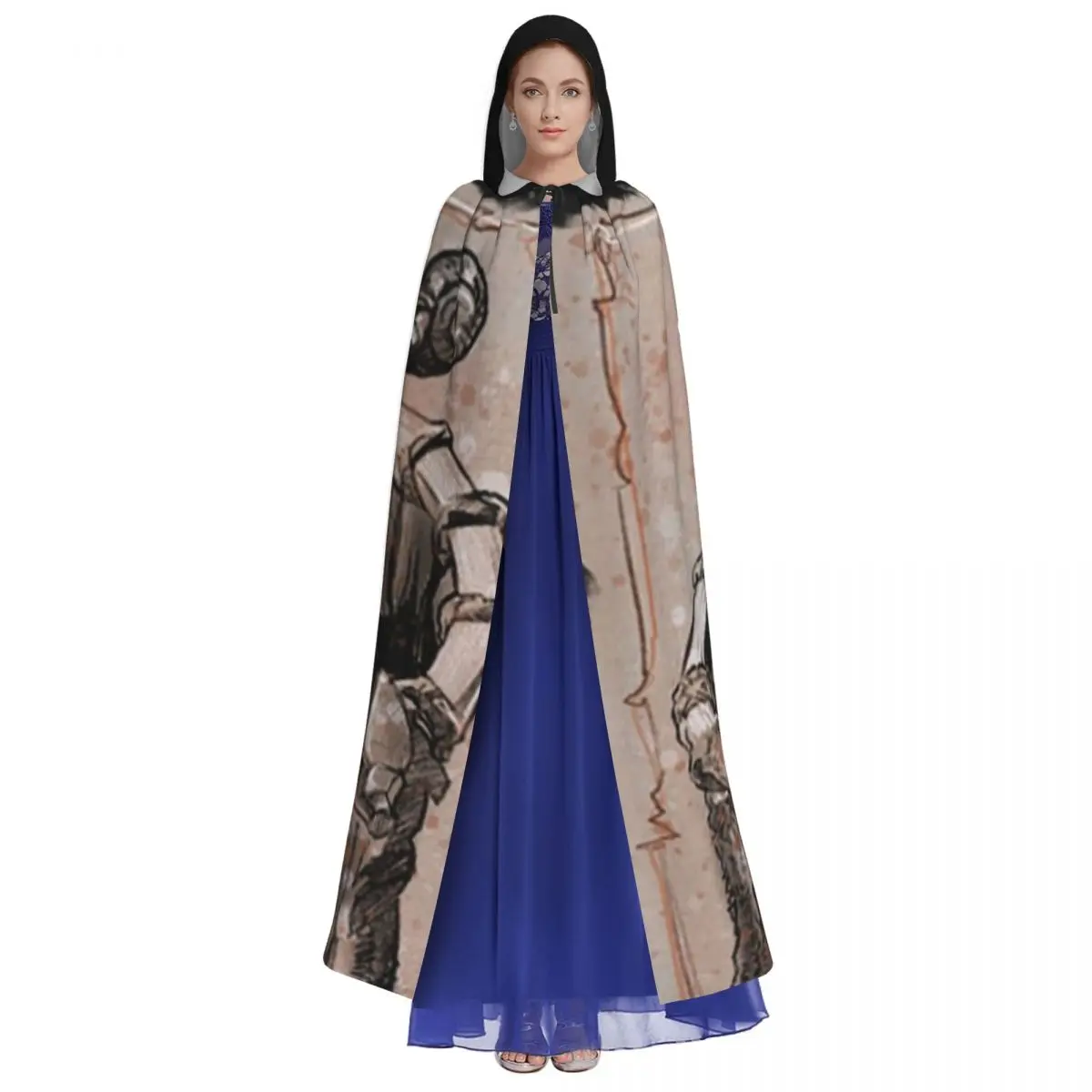 متاهة جاريث وتوبي عباءة طويلة بغطاء للرأس ساحرة في القرون الوسطى زي تنكري كيب حفلة الهالوين للبالغين للجنسين