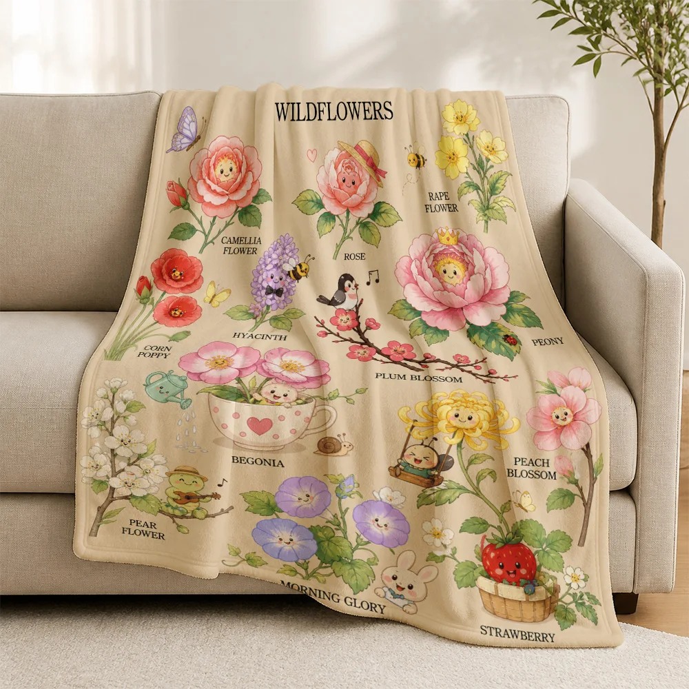 Chic Cottagecore Floral Tapestry Sofa Throw Blanket for Living Room Seating Area Decorations Pet Owner Cute Autumn Spring Home D
