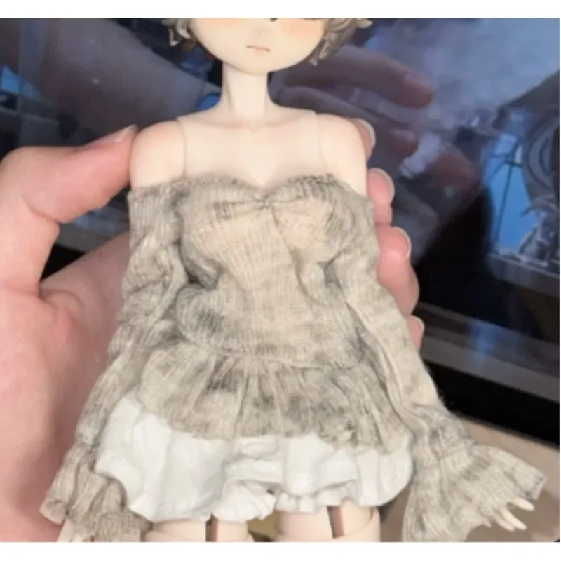 Maßgeschneiderte Distressed-Strickwaren, Häkel-T-Shirt-Kleid, Socken, weibliche Actionfigur-Kleidung für Azone Blyth OB22 Puppenkörper – Detail 1