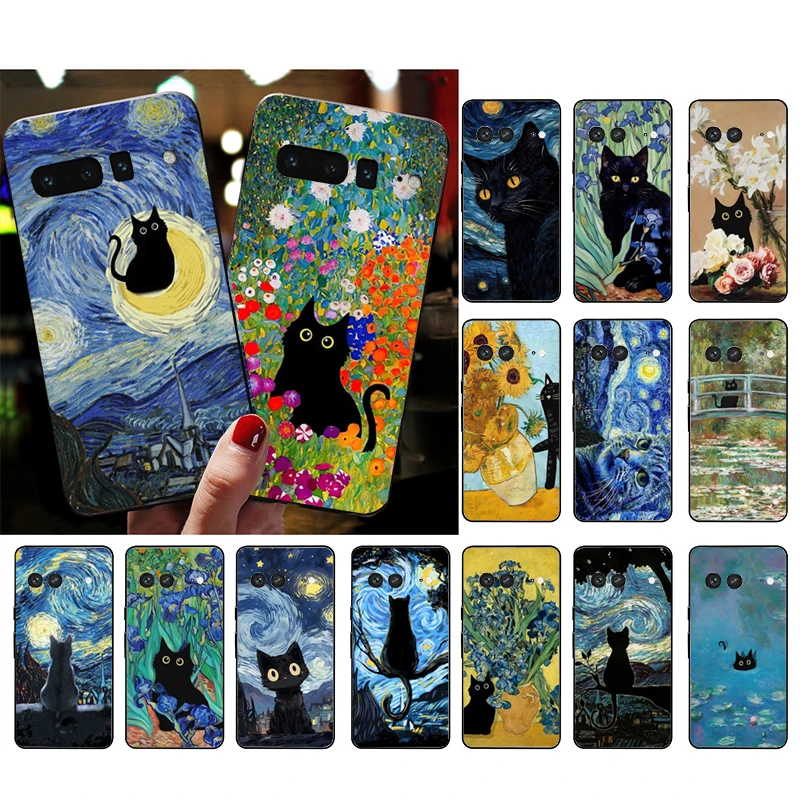 Retro Oil Painting Van-Gogh Cat Phone Case For Google Pixel 9 Pro XL 8 7 6 Pro Pixel 8A 7A 6A 4A 3A 3XL Pixel 8 7 6 5 4