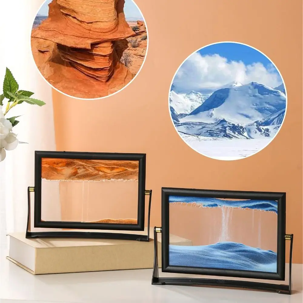 Rotatable Moving Sand Art Picture Flowing Sand Christmas Gift Glass Quicksand Painting Sandscapes Home Decor