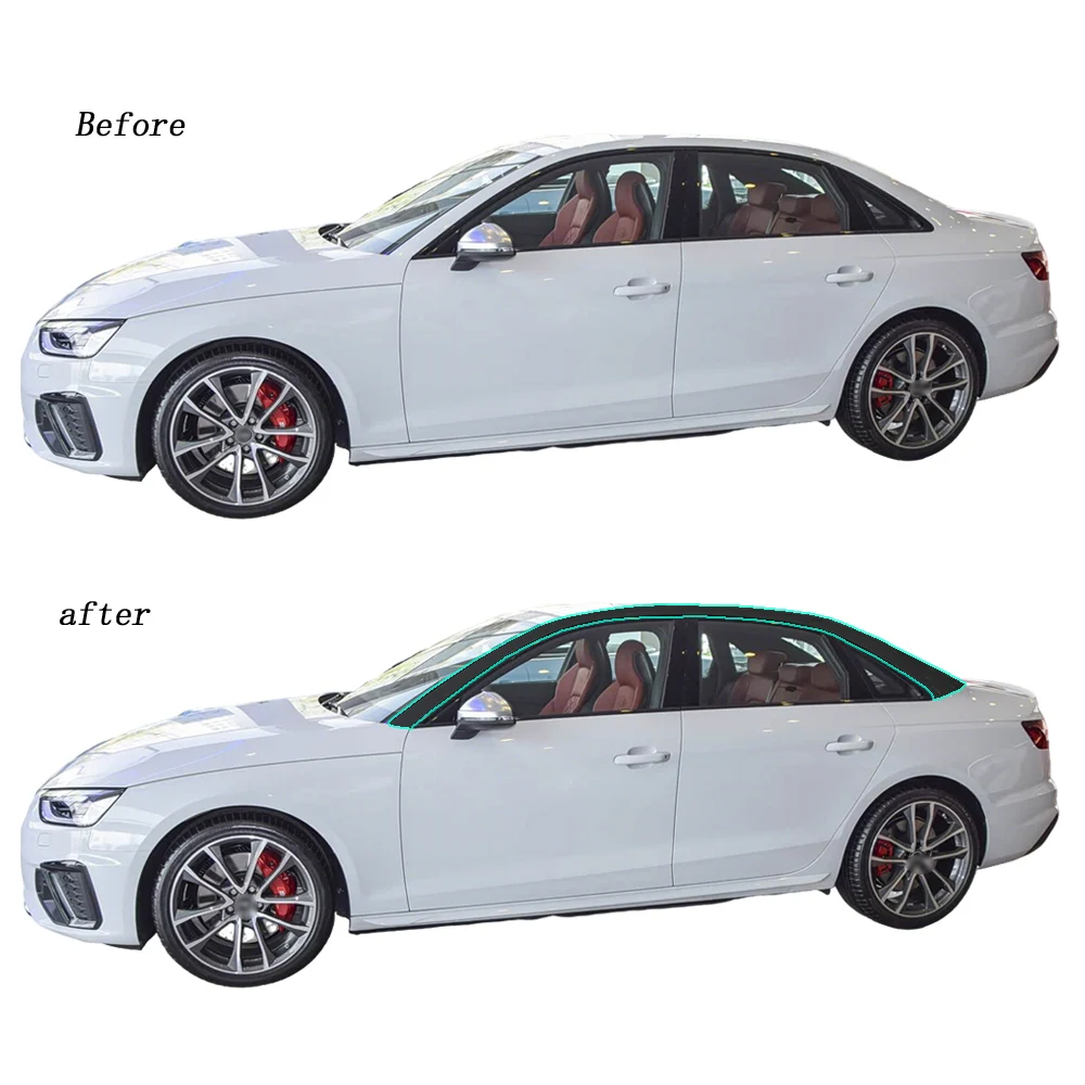 Für Audi A4 S4 B9 2017-2025 Limousine Fenster-Chrom-Abdeckung Blackout ABC-Säulen Hochglanz-Schwarz-Aufkleber – Detail 11