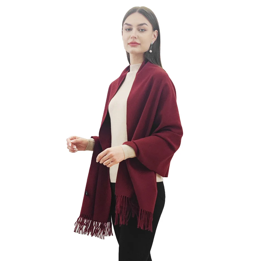 200×70cm Pashmina Solid Color Thick Cashmere Scarf for Women Large Size Winter Warm Shawls And Wraps Bufanda Female with Tassels