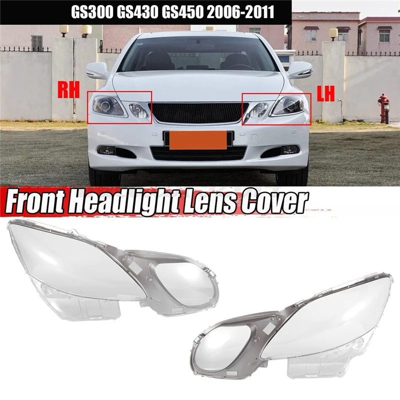 Car Headlight Transparent Lens Cover for GS300 GS430 GS450 2006-2011 Head Light Lamp Clear Shell Left