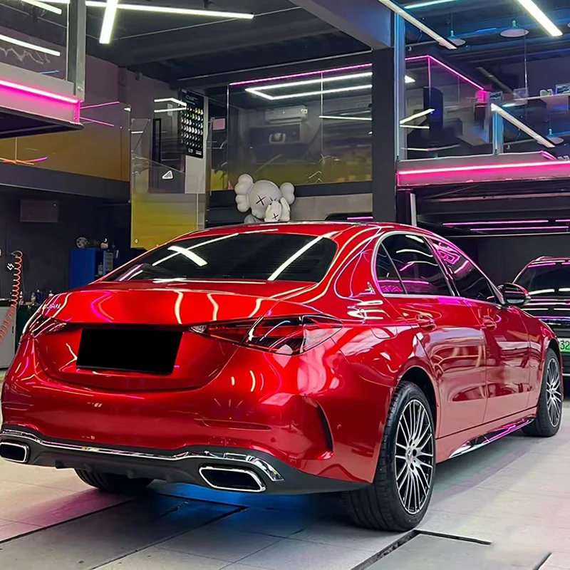 Ultra Glossy Candy Red Metallic Vinyl Wrap Film Self Adhesive Car Motorcycle Decoration Sticker Decal With Air Release view 6