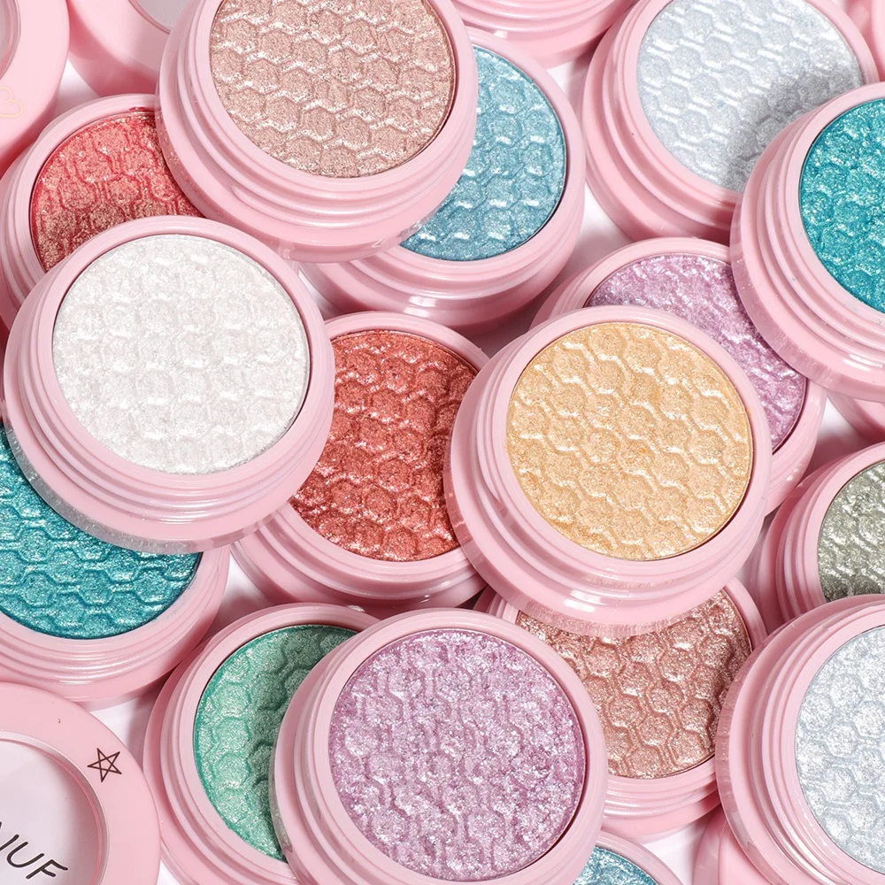 DUNUF 12 Colors Mineral Nude High Light Glitter Eyeshadow Makeup Long-lasting Pink Peach Fine Pigments Shimmer Shiny Eye Shadow