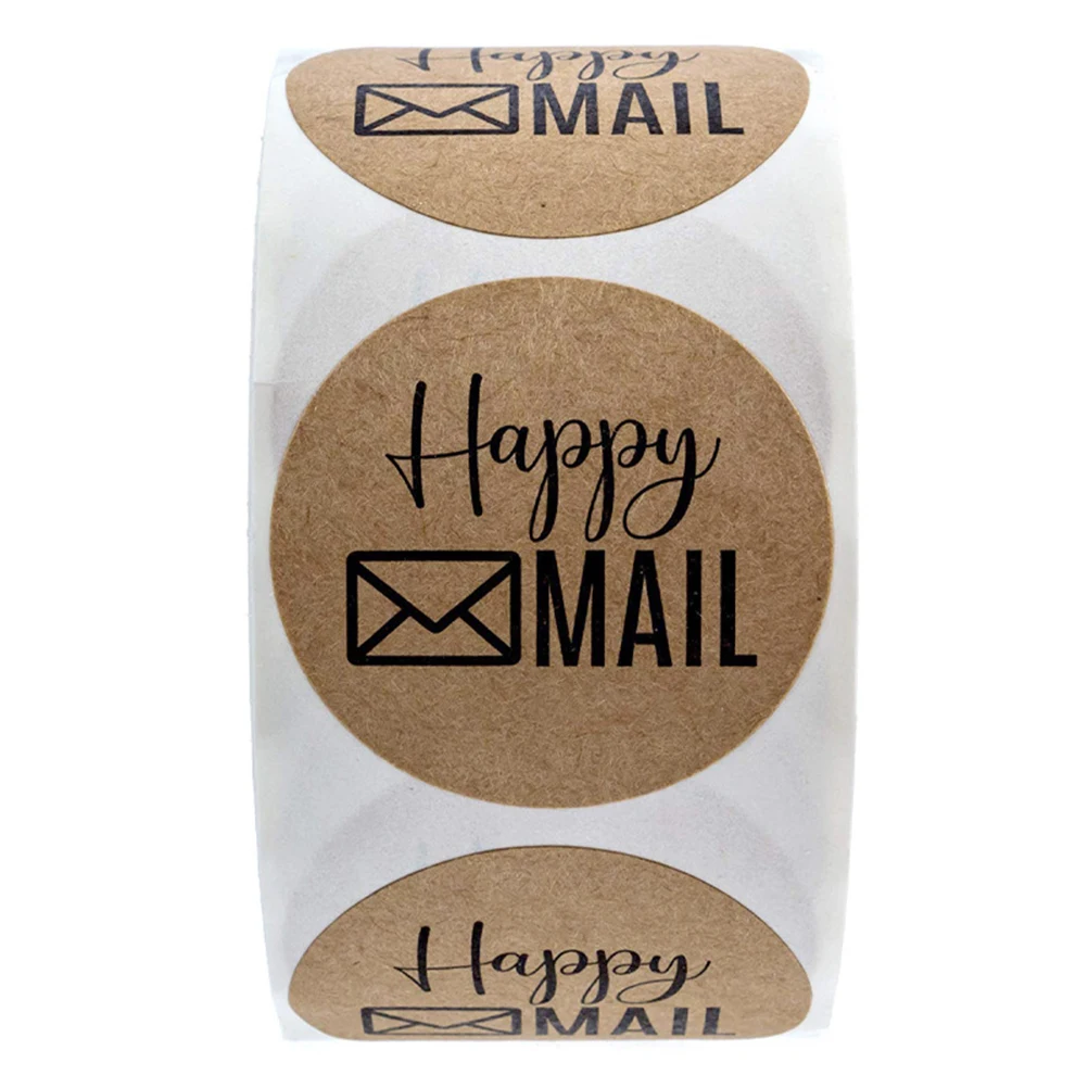 

500pcs Kraft Self-Adhesive Stickers Strong Adhesiveness Creative Letters Sealing Stickers For Candy Bags