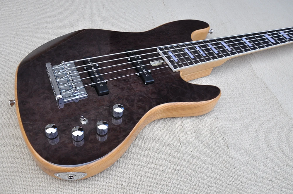 5 Strings Ash Electric Bass Guitar with Active Circuit,Rosewood Fretboard,24 Frets,Can be Customized