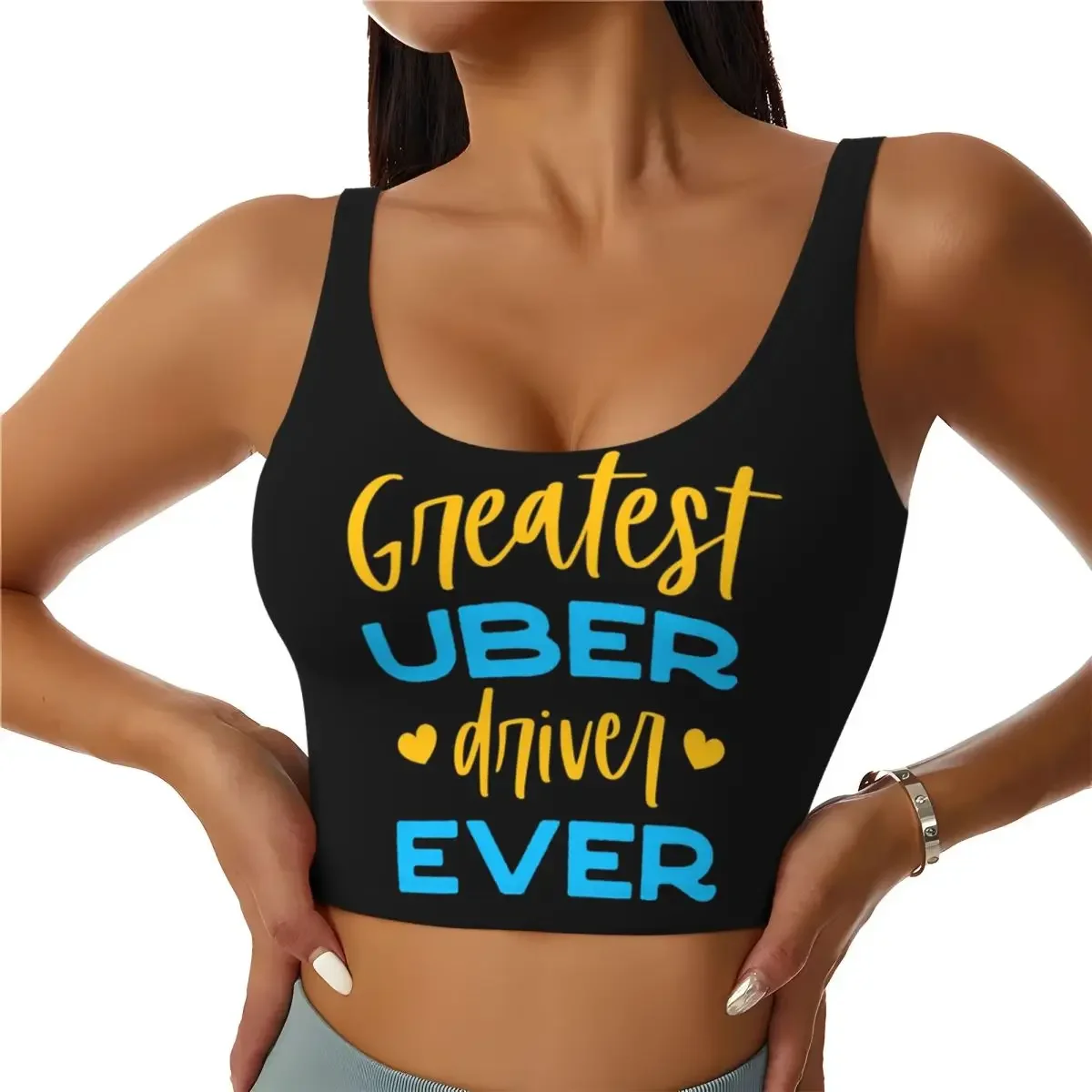 Custom Greatest Uber Eats Driver Ever Rideshare Car Driving Women Sports Bra High Impact Vest Gym Workout Yoga Crop Tank Top
