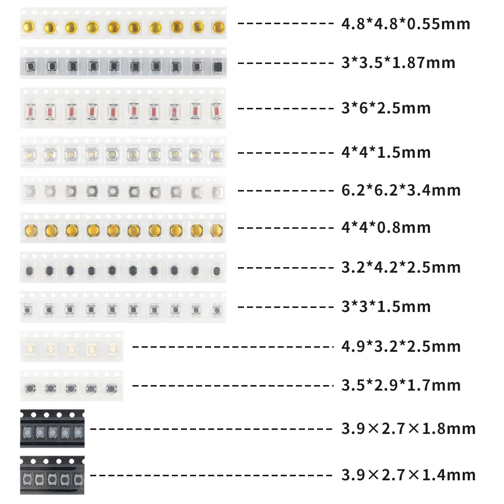 Okey serralheiro 100 peças por conjunto, 12 interruptores de toque de botão de chave de carro duráveis, 5 interruptores de toque de botão importados