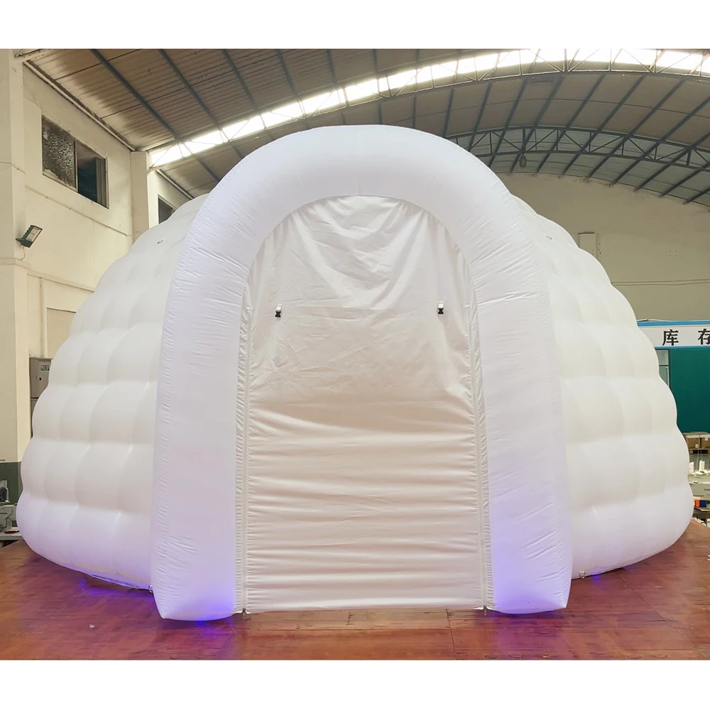 Tenda a cupola gonfiabile per feste con luci a LED colorate Tenda gonfiabile per tendone bianco igloo pubblicitario all'aperto per concerti