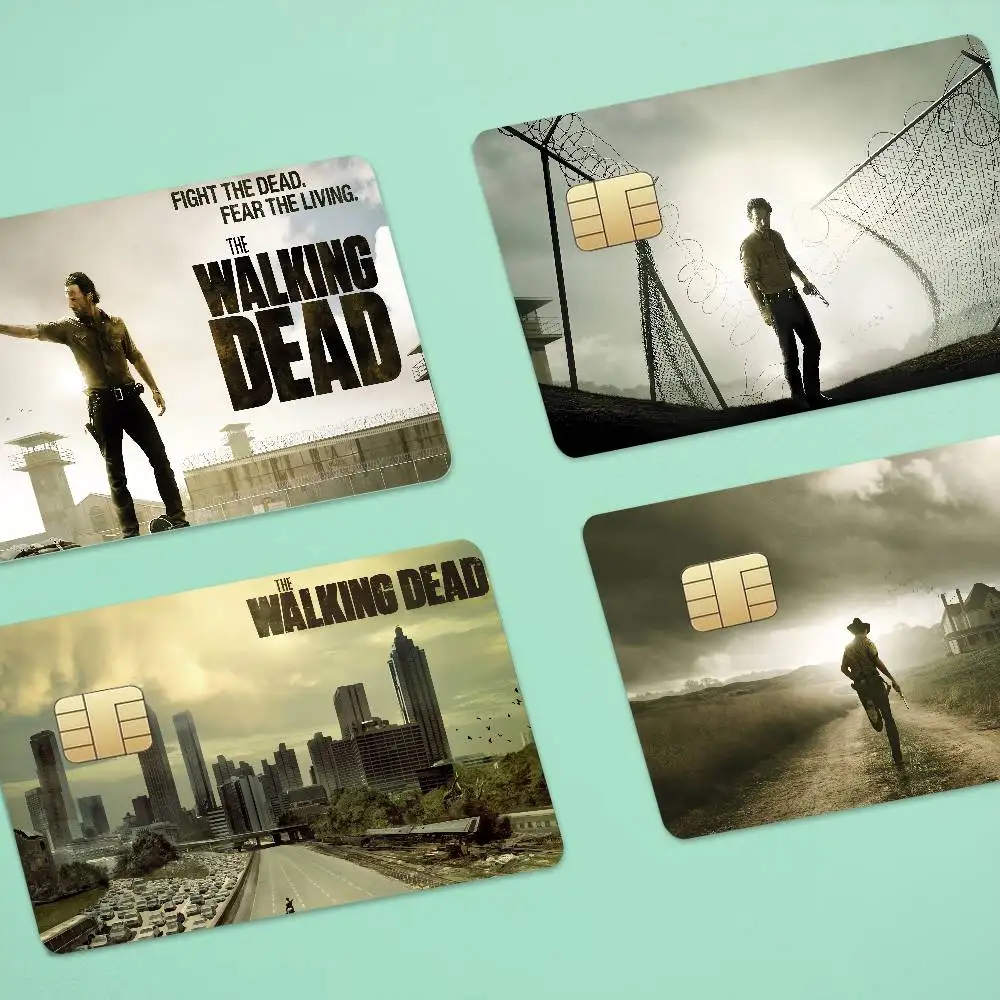 TV Drama The Walking Dead Anime Front Cover Film Sticker Skin For Credit Debit Card Small Large Chip 1 Set Of 4 Pcs
