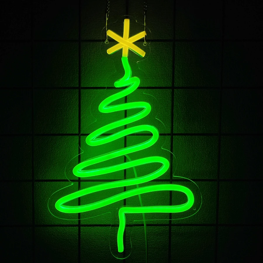 Christmas Tree Series Neon Signs, Aesthetic Line Icons, Used In Clubs, Homes, Shops, Christmas Parties Art Decor, Easy To Hang.