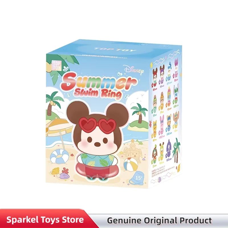 Genuine Disney Summer Swim Ring Series Plush Pendant Blind Box Vacation Style Cute Doll Bag Charm Collect Toys Birthday Gift view 6