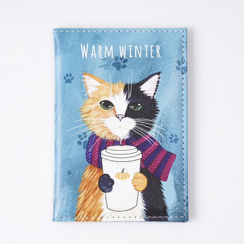 

Обложка для паспорта из искусственной кожи с мультяшным котом, многофункциональная дорожная сумка для документов с цветным принтом, защитный чехол для летного билета