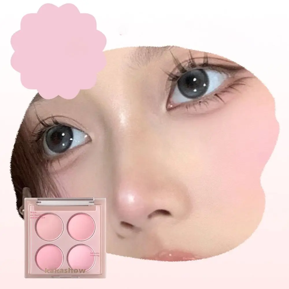 Tavolozza di fard opaca a quattro colori tavolozza di ombreggiatura durevole a lunga durata Face Brighten Palette di ombretti naturali a quattro colori da donna