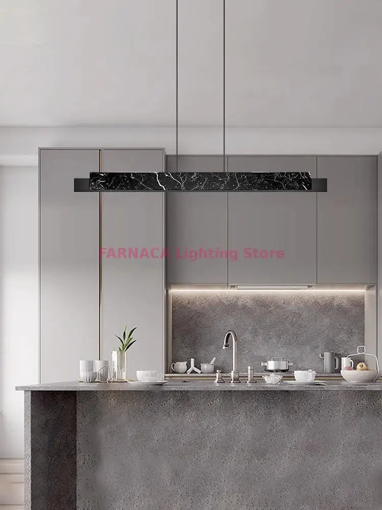 

Marble restaurant pendant light, modern and simple one word bar counter, dining table designer, study desk, office pendant light