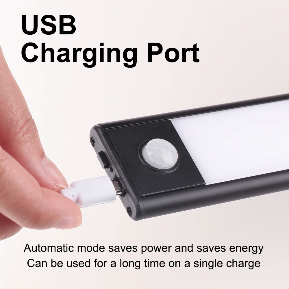 LUCKYLED PIR Night Light Motion Sensor LED Kitchen Cabinet Lighting Dimming  5V USB Rechargeable Wardrobe Dresser Lampagnetic