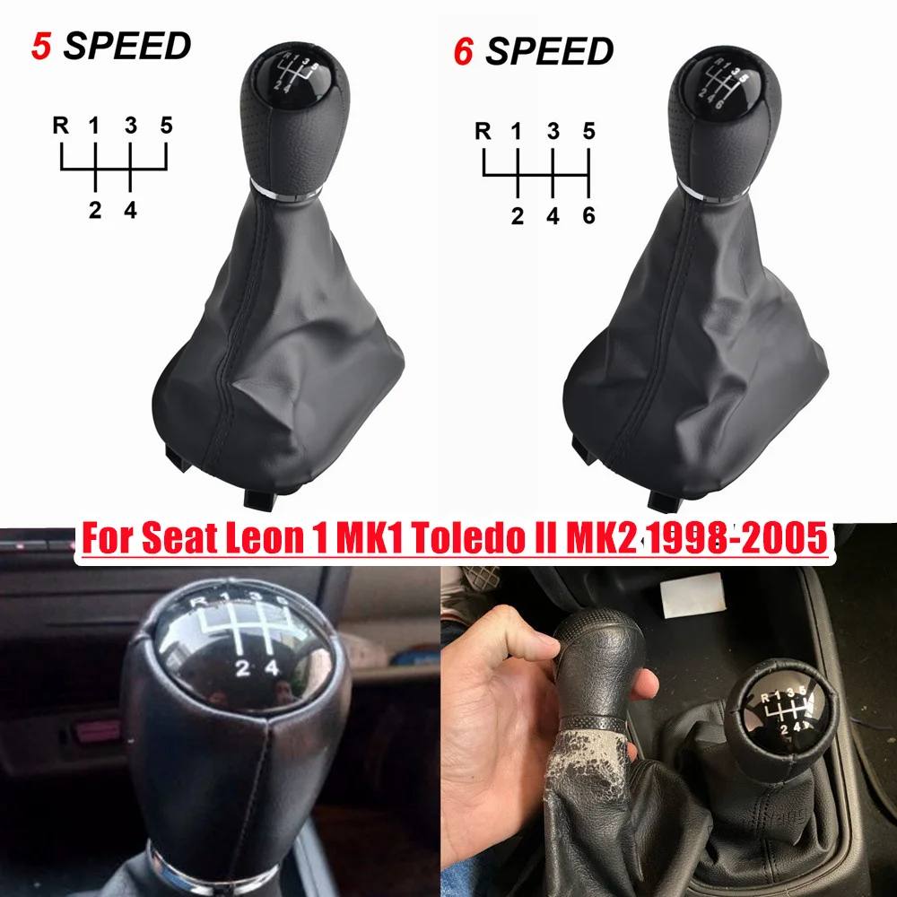 New Beautiful Vintage Design Gear Stick Knob For Seat Leon 1 MK1 For Toledo II MK2 Gait 1998-2005 Leather Gaiter Boot Cover