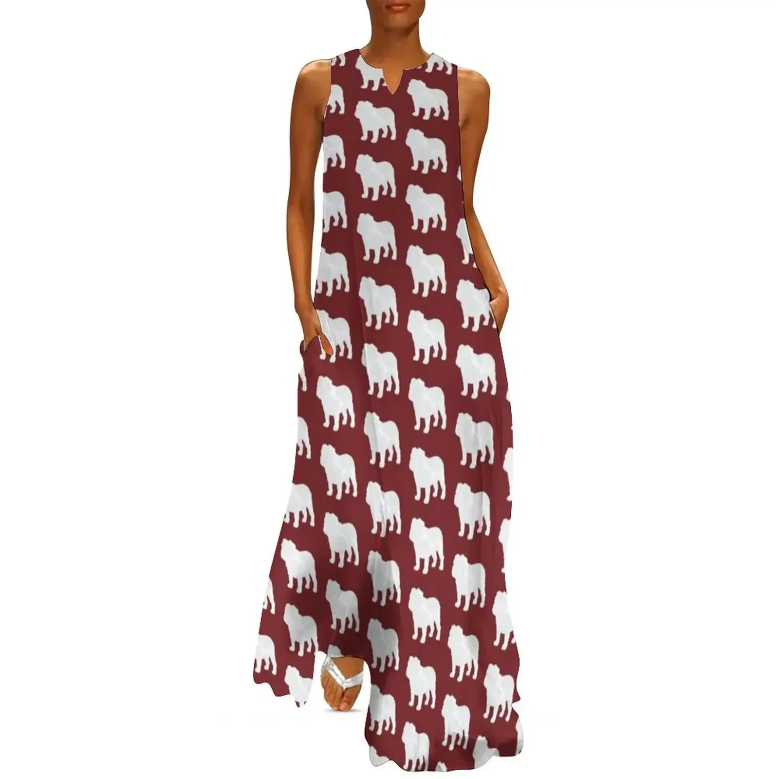 

Maroon bulldog - Go Bulldogs - English Bulldog mascot Long Dress Women long dress luxury dresses Dress