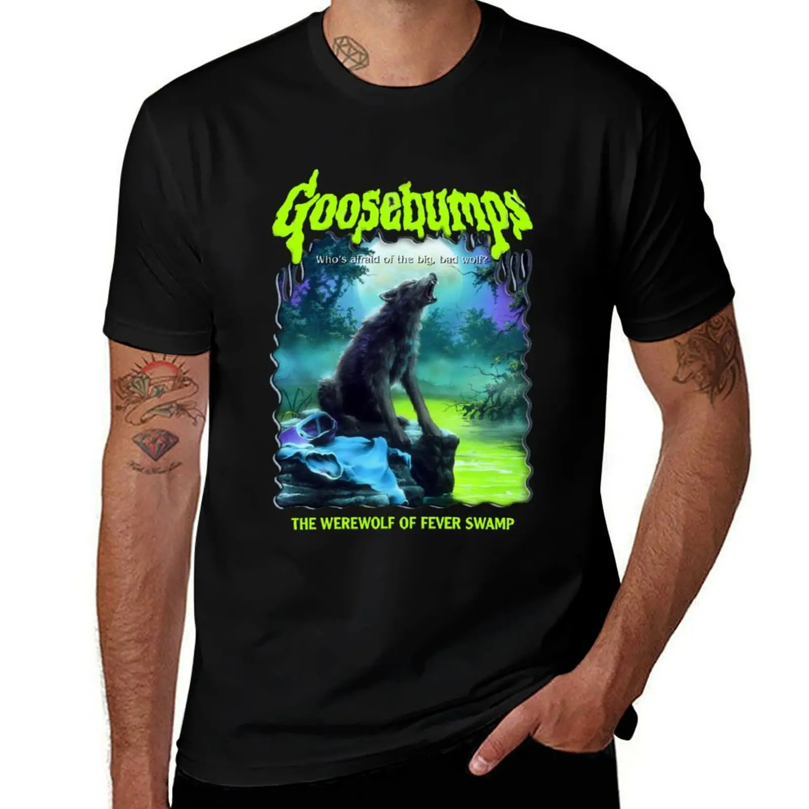 R.L. Stine Goosebumps Nightmare Halloween Werewolf Fever Swamp T-Shirt Standard Fit Solid Tee Shirt T-Shirt